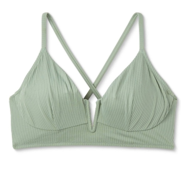 NWT Women's Shade & Shore Ribbed Longline V-Wire Bikini Top - Picture 5 of 5